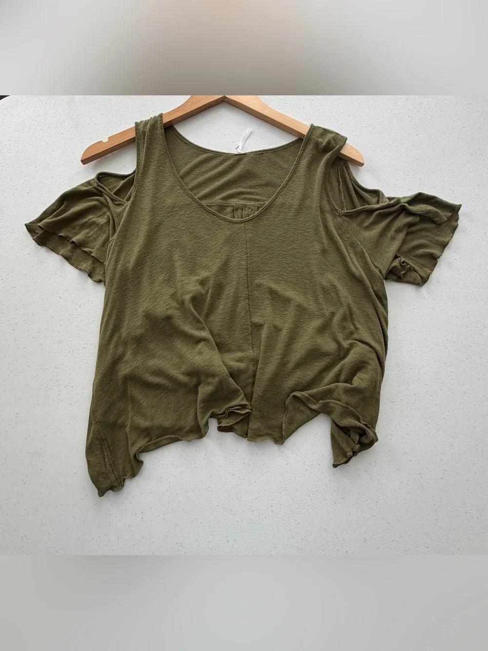 Cold-Shoulder Olive Green FreePeople Women's Top